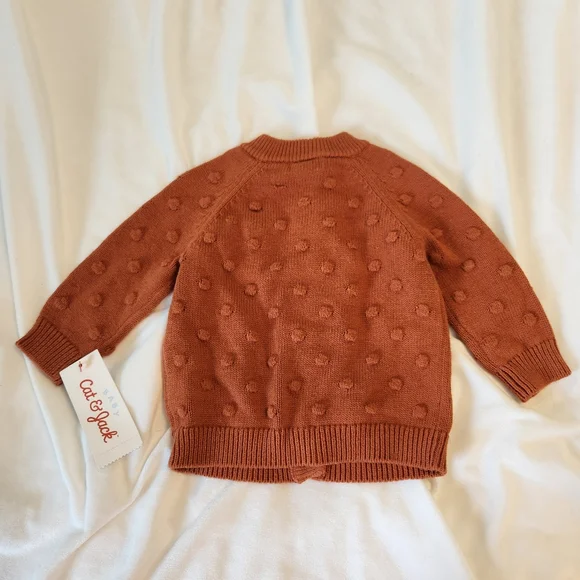 Cat & Jack NWT 3-6 month orange bobble cardigan sweater - Picture 4 of 4